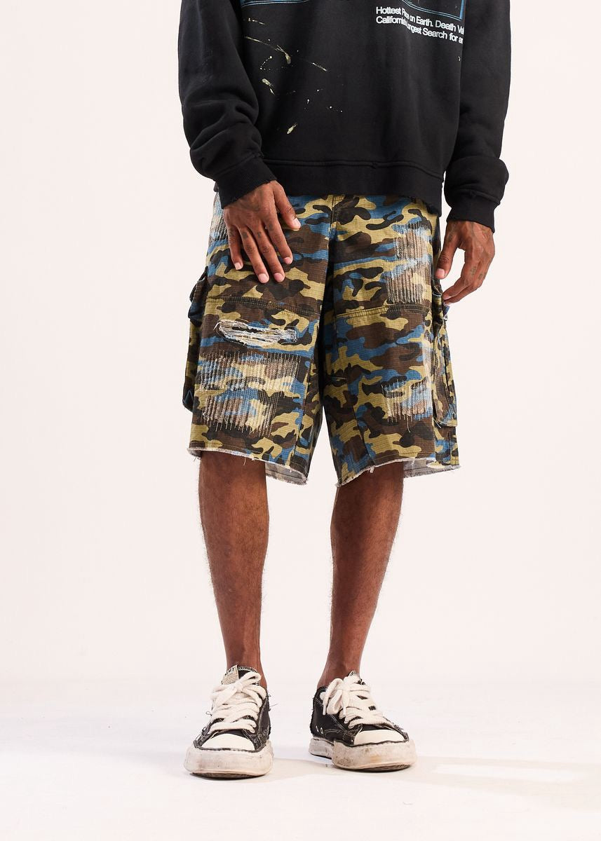 Diet Starts Monday | Camo Ripstop Cargo Shorts - Blue