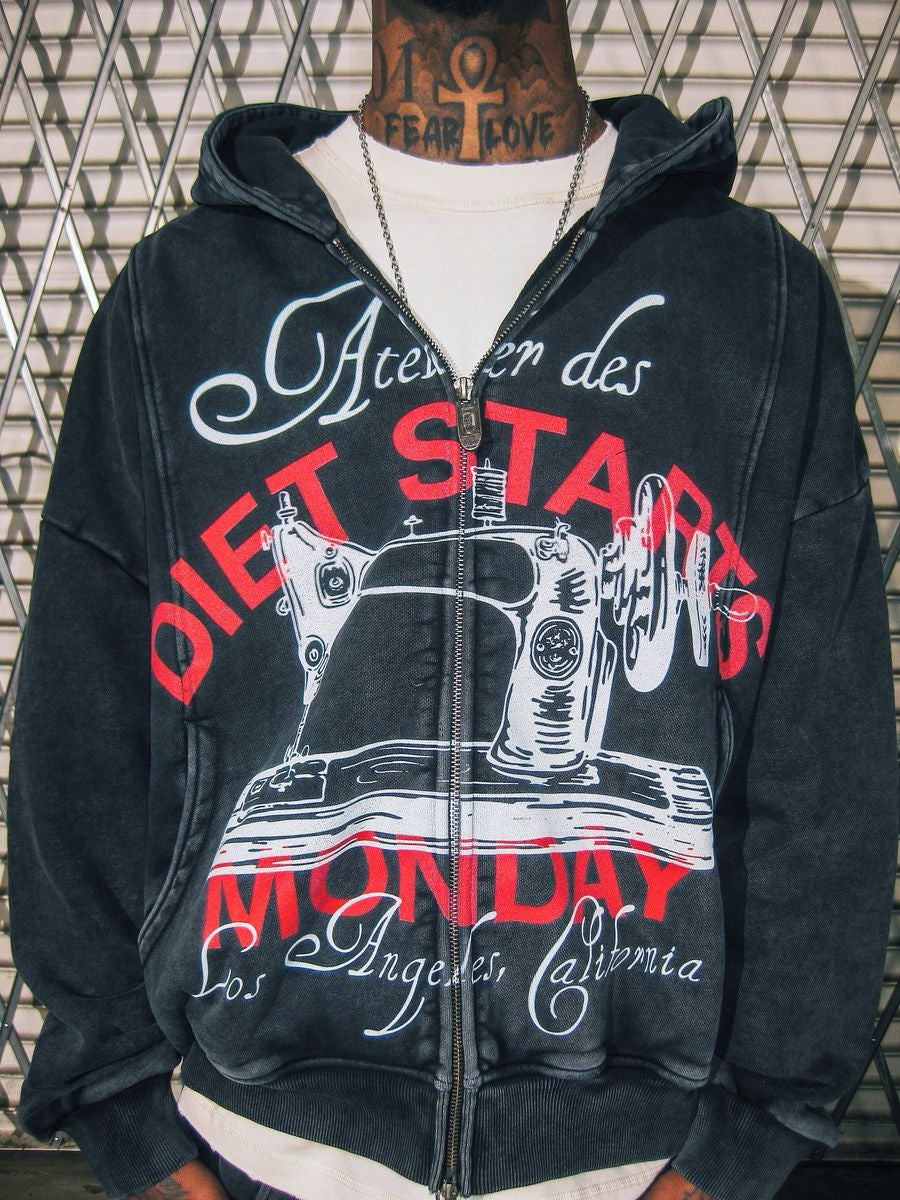 Diet Starts Monday | Atelier Zip Up Hoodie - Vintage Black