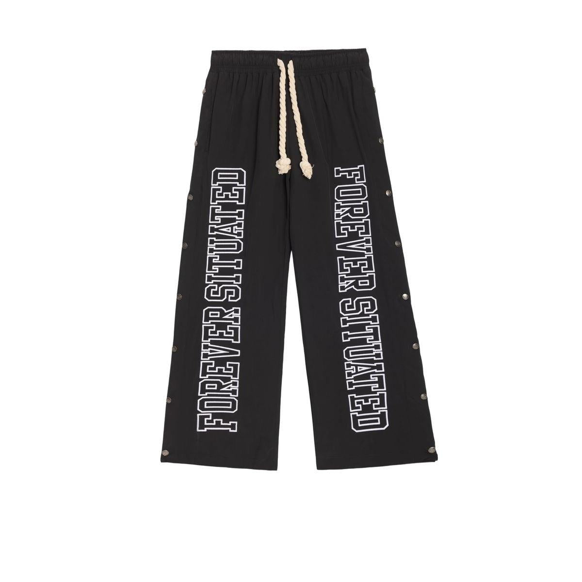 Forever Situated | Nylon Track Pants - Black
