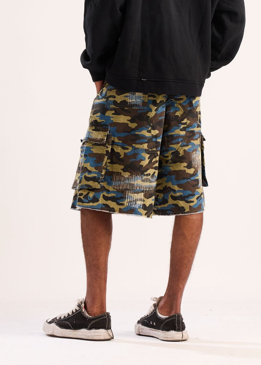 Diet Starts Monday | Camo Ripstop Cargo Shorts - Blue