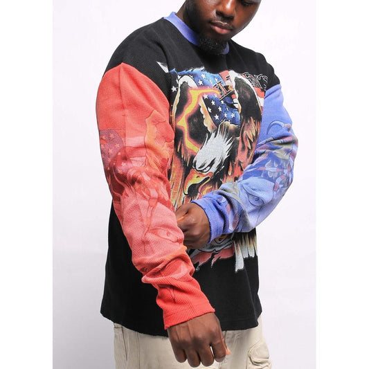 Elements of Art | Americana Thermal Long Sleeve Tee - Black