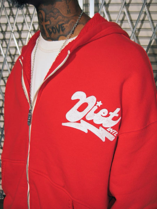 Diet Starts Monday | Bolt Zip Up Hoodie - Red