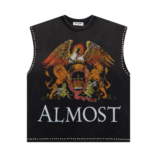 Almost Someday | Crowned Cut Off Tee - Black