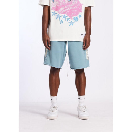Memory Lane | Studded Fleece Shorts - Slate Blue