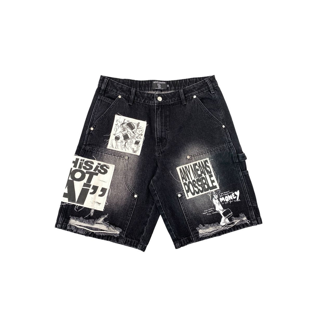 Mixed Emotion | AI Denim Jorts - Black