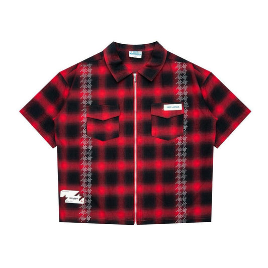 Free Refills | Studded Shadow Plaid Tee - Red