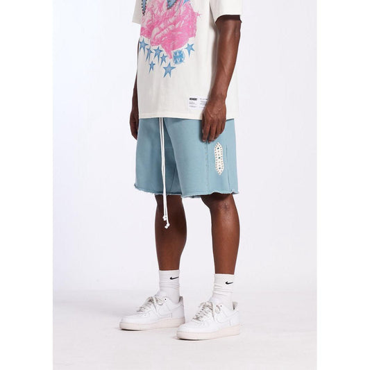Memory Lane | Studded Fleece Shorts - Slate Blue