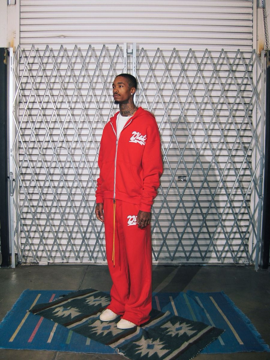 Diet Starts Monday | Bolt Zip Up Hoodie - Red
