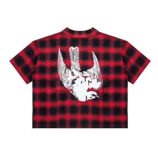 Free Refills | Studded Shadow Plaid Tee - Red