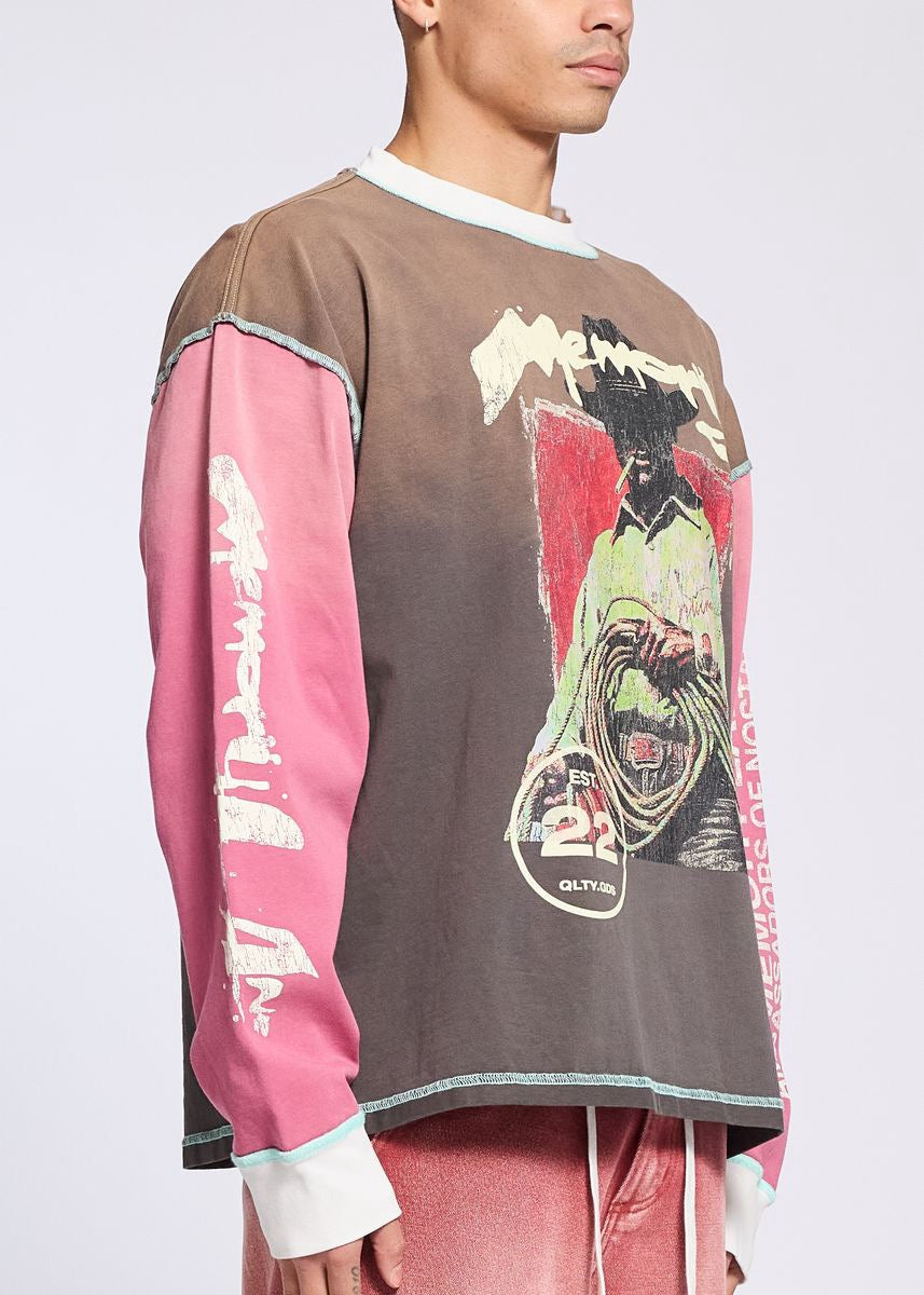 Memory Lane | Souther Border Long Sleeve Tee - Grey/Black