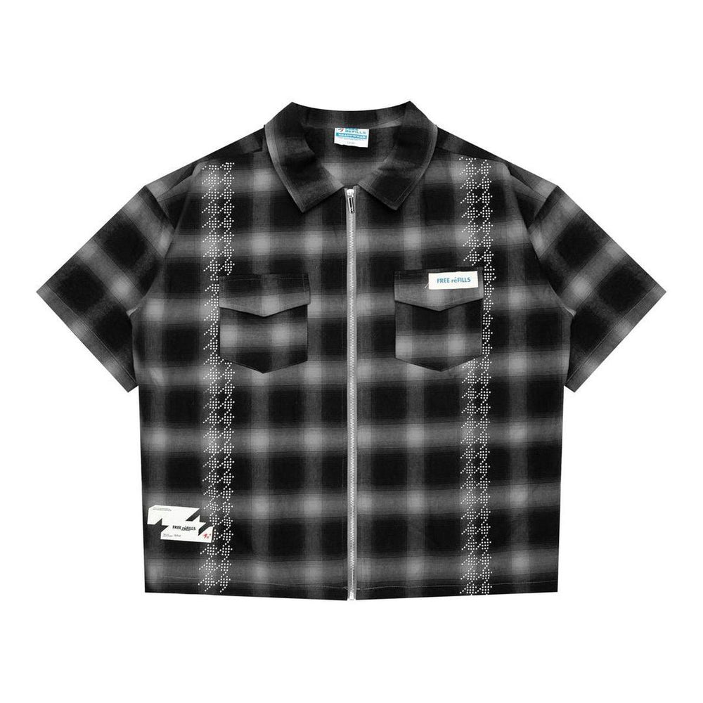 Free Refills | Studded Shadow Plaid Tee - Black