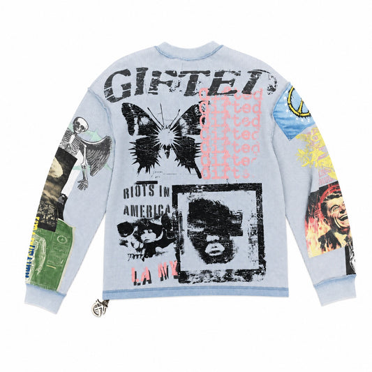 GFTD LA | Riots In America Thermal Long Sleeve Tee - Blue