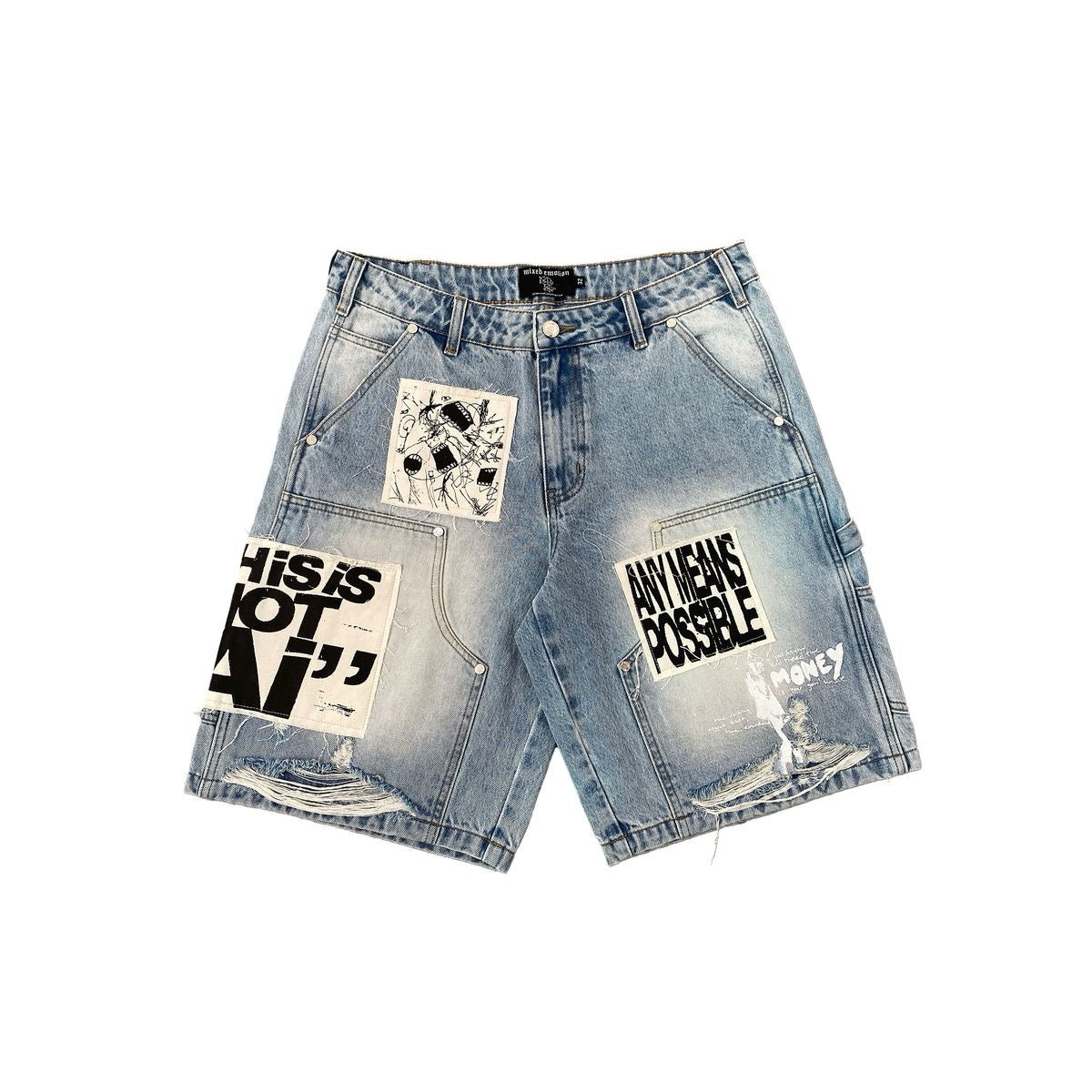 Mixed Emotion | AI Denim Shorts - Blue