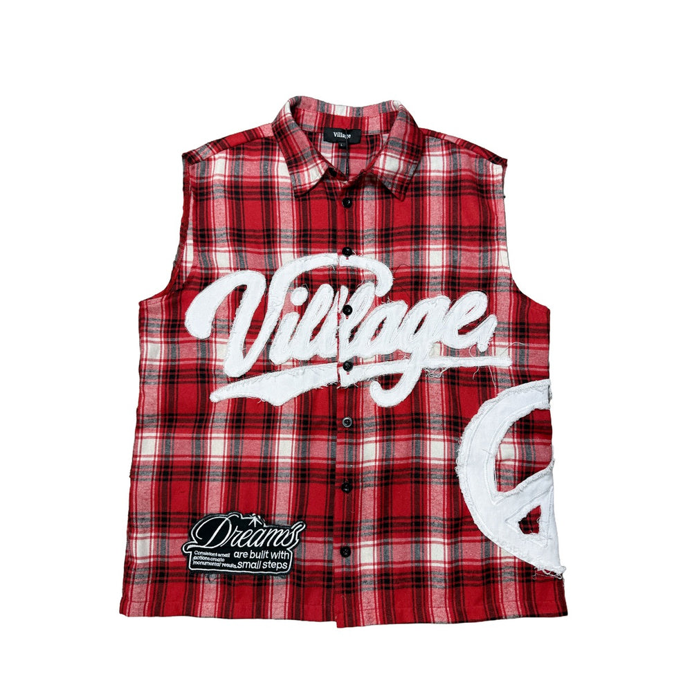 Village | Dreams Sleeveless Flannel Tee - Red