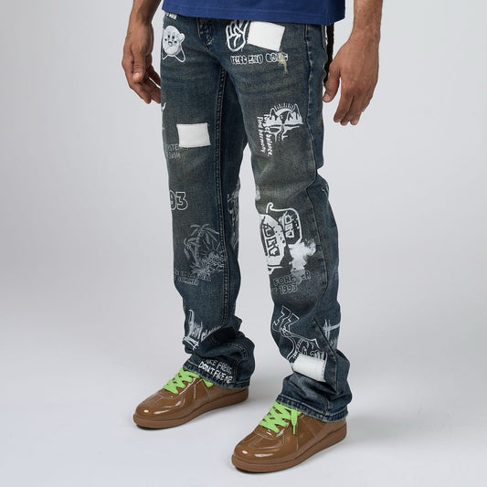 Duaa | Thoughts Stacked Pants - Blue