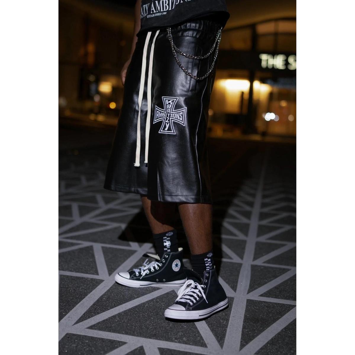 Krazy Ambitions | Black Leather Jorts