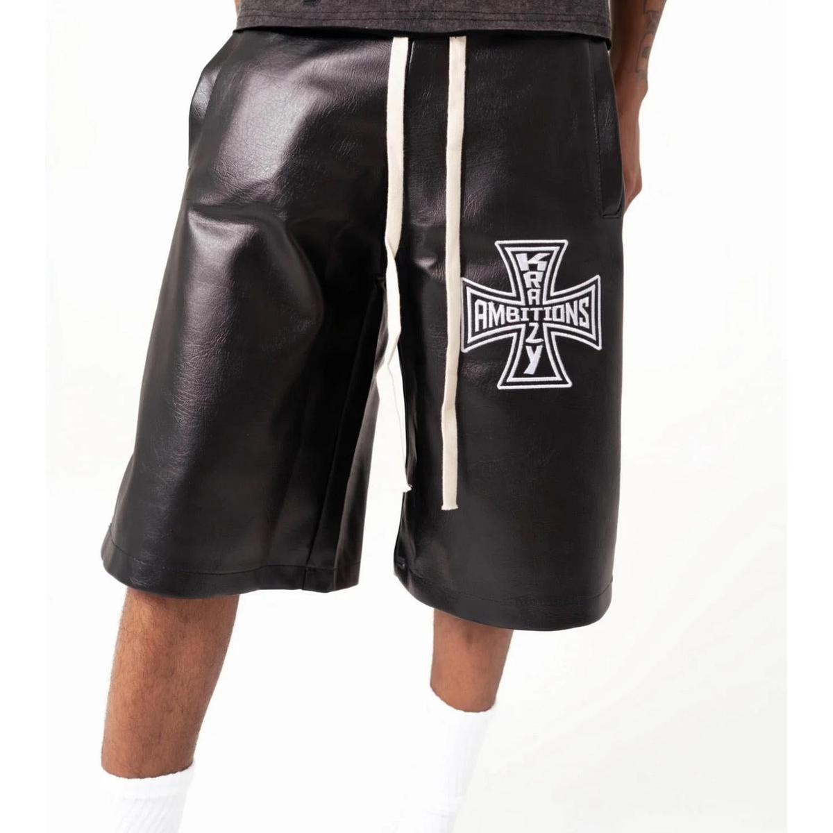 Krazy Ambitions | Black Leather Jorts