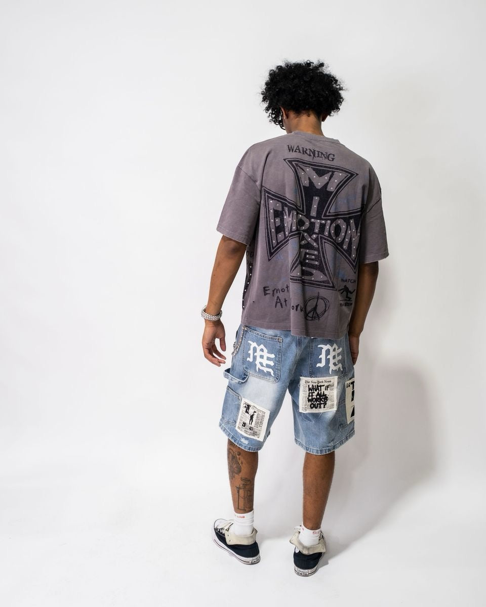 Mixed Emotion | AI Denim Shorts - Blue