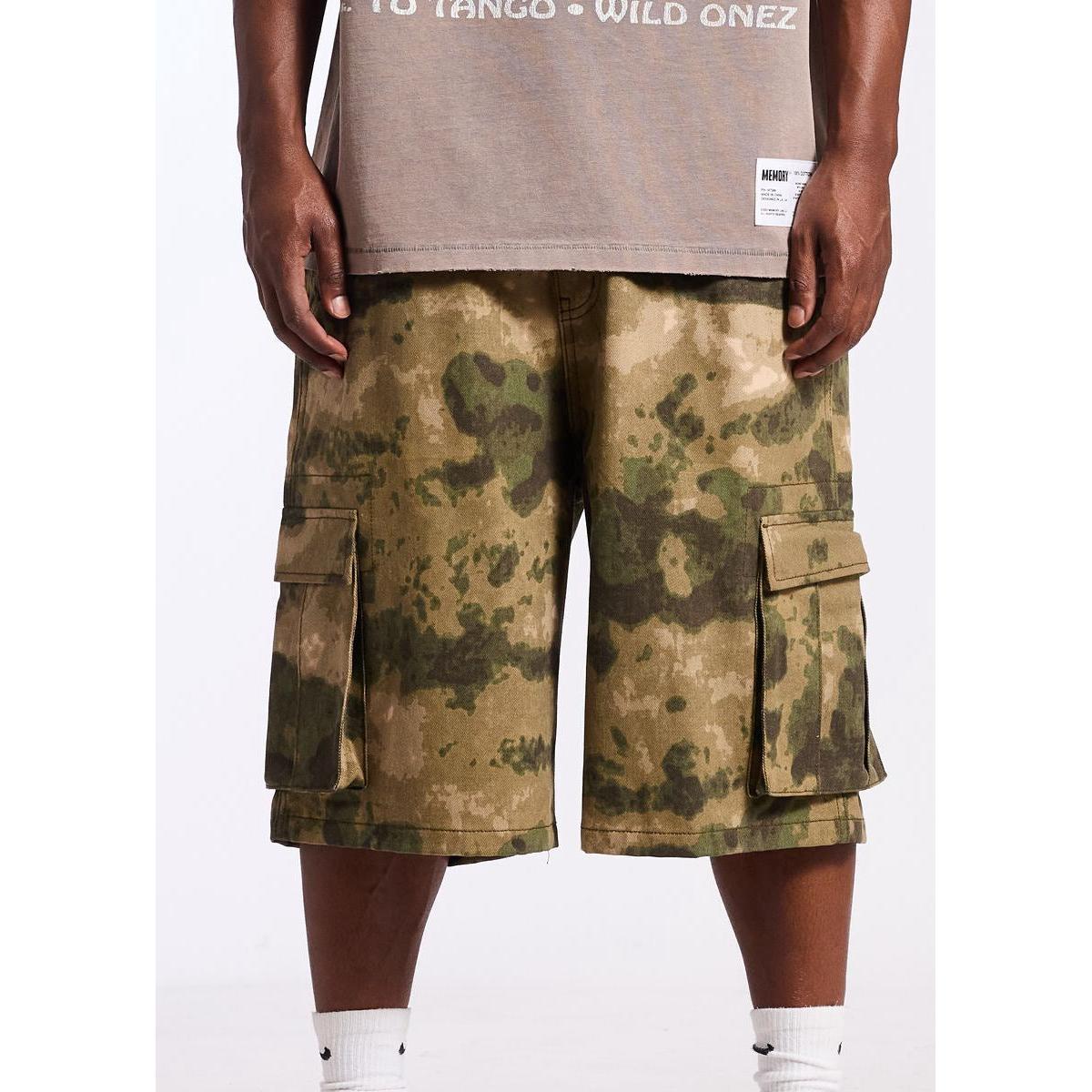 Memory Lane | Graffiti Camo Cargo Shorts - Olive