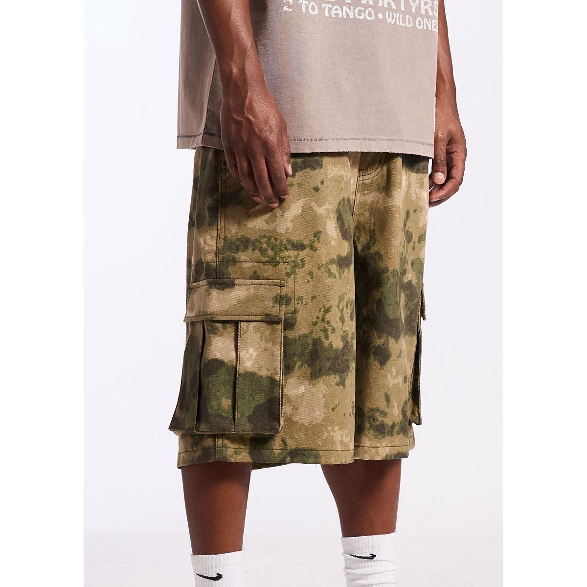 Memory Lane | Graffiti Camo Cargo Shorts - Olive