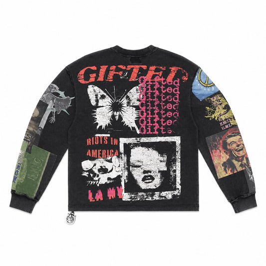 GFTD LA | Riots In America Thermal Long Sleeve Tee - Black