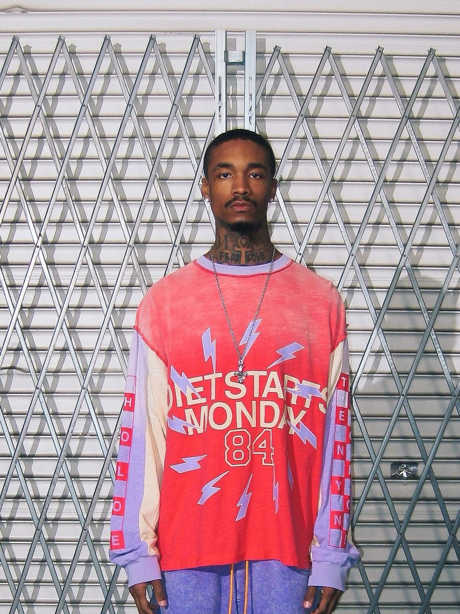 Diet Starts Monday | Bolt Panel Long Sleeve-Red/Purple