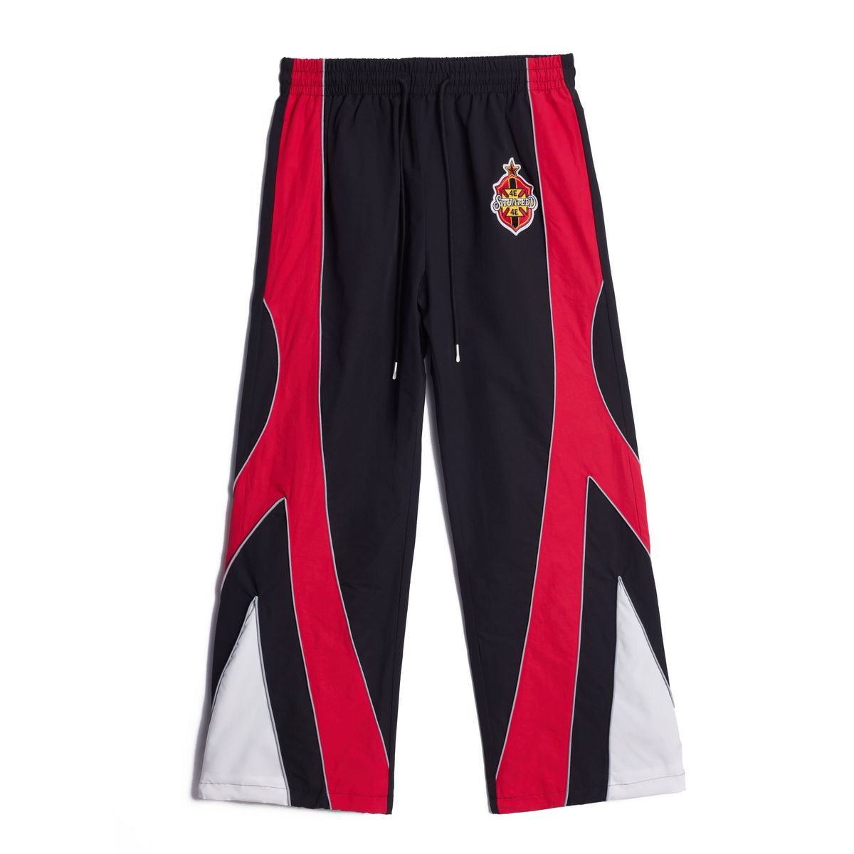 Forever Situated |  Nylon Tracksuit Set - Red/Black
