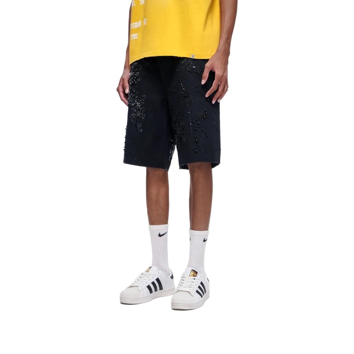 Trnchs | Stitched Denim Shorts - Black