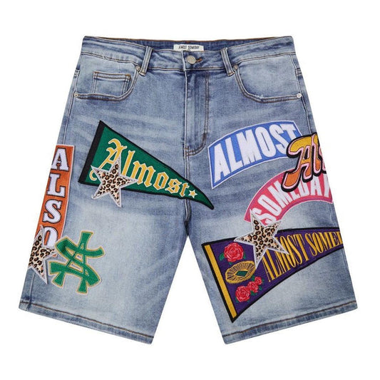 Almost Someday | Pennant Denim Jorts - Blue