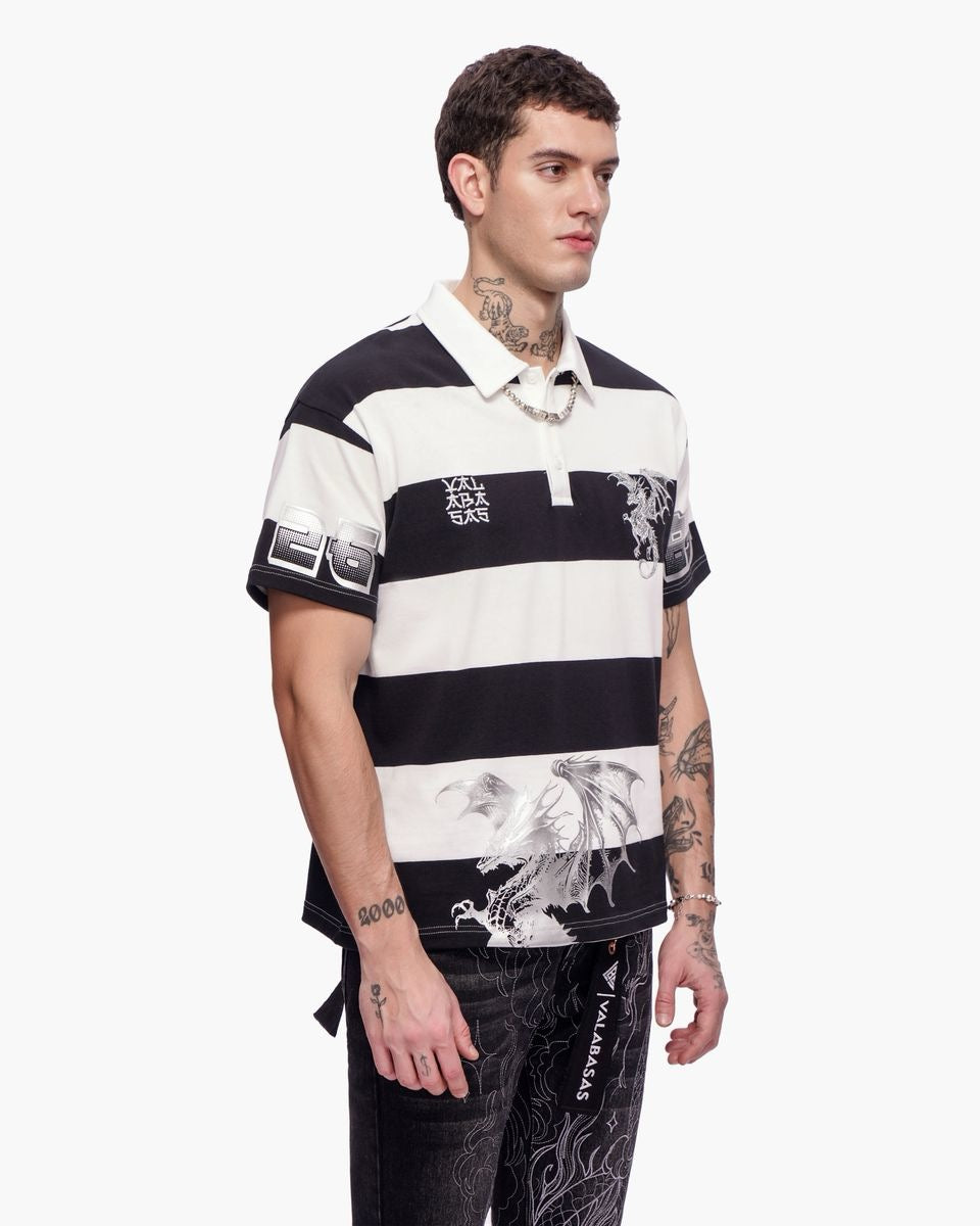 Valabasas | Kaiju Polo Tee - Black/White/Silver