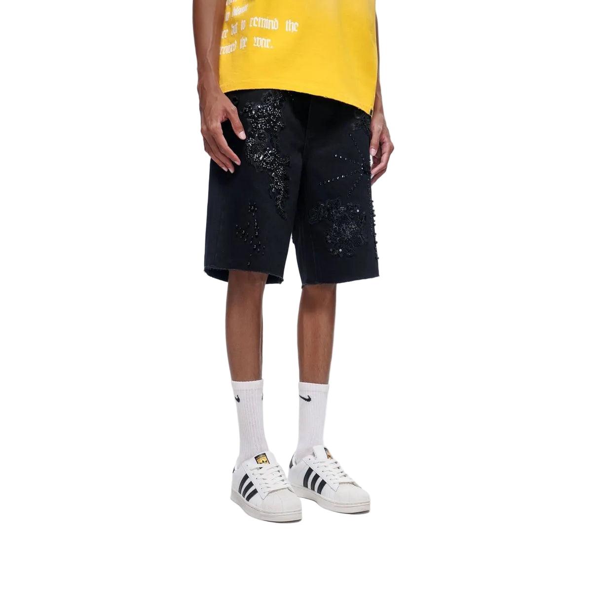 Trnchs | Stitched Denim Shorts - Black