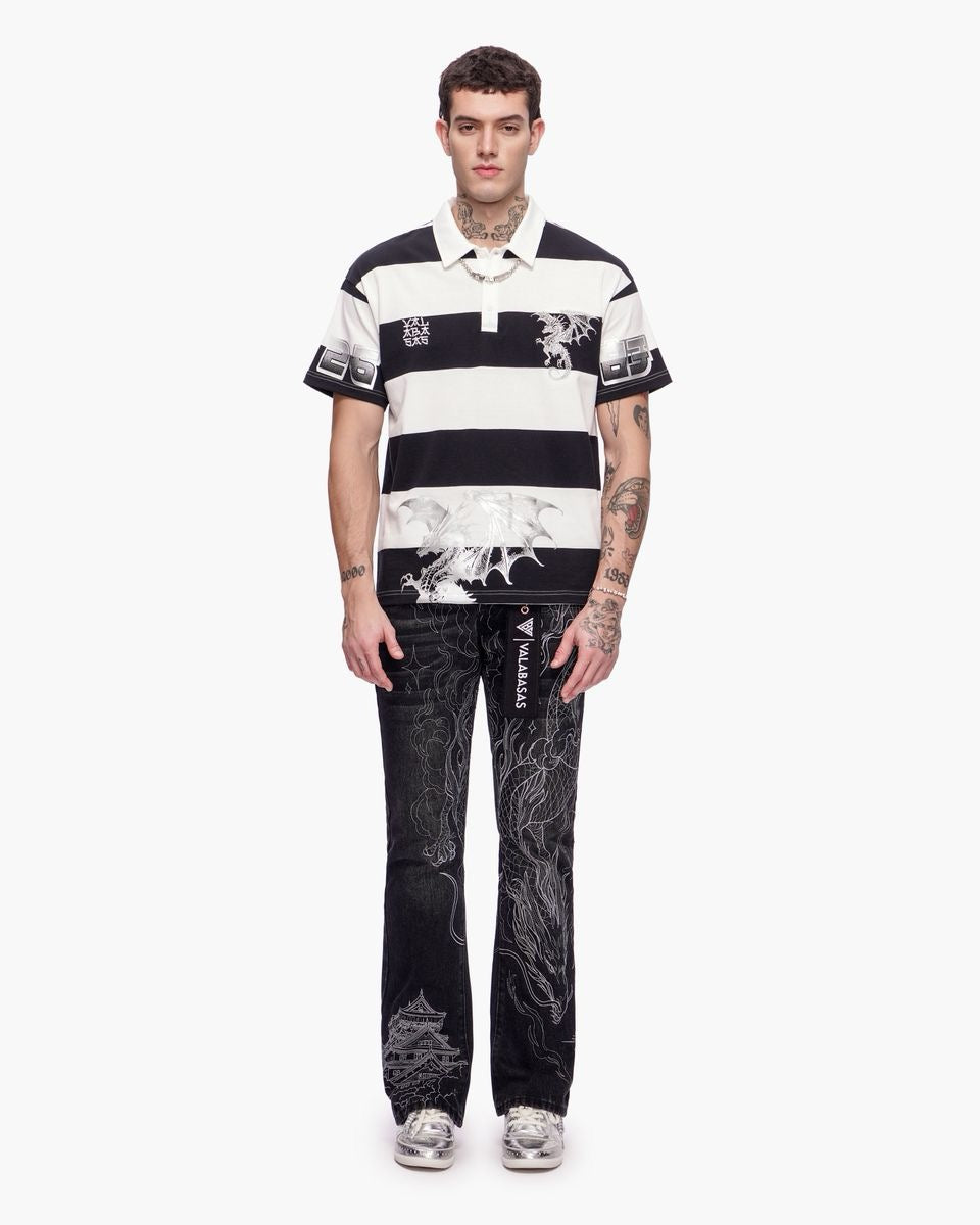 Valabasas | Kaiju Polo Tee - Black/White/Silver
