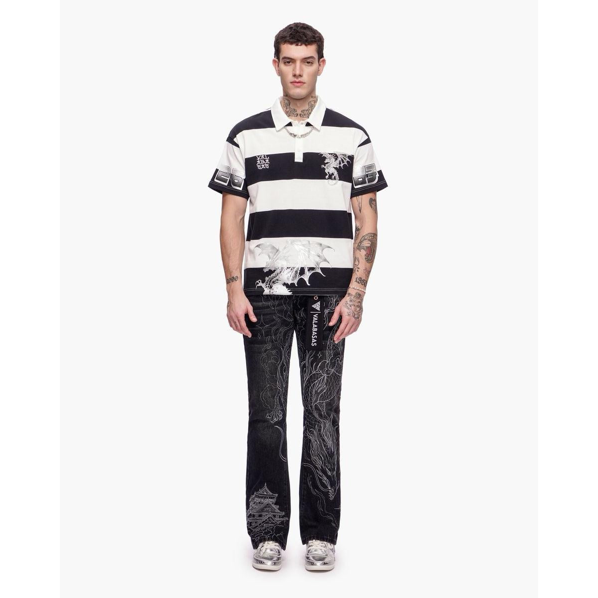 Valabasas | Kaiju Polo Tee - Black/White/Silver