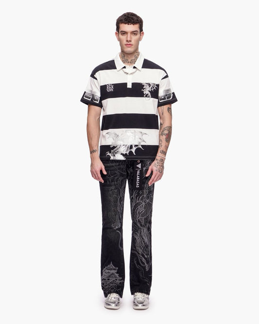 Valabasas | Kaiju Polo Tee - Black/White/Silver
