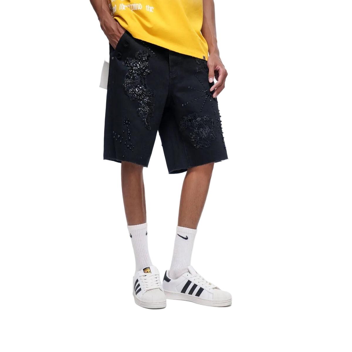 Trnchs | Stitched Denim Shorts - Black