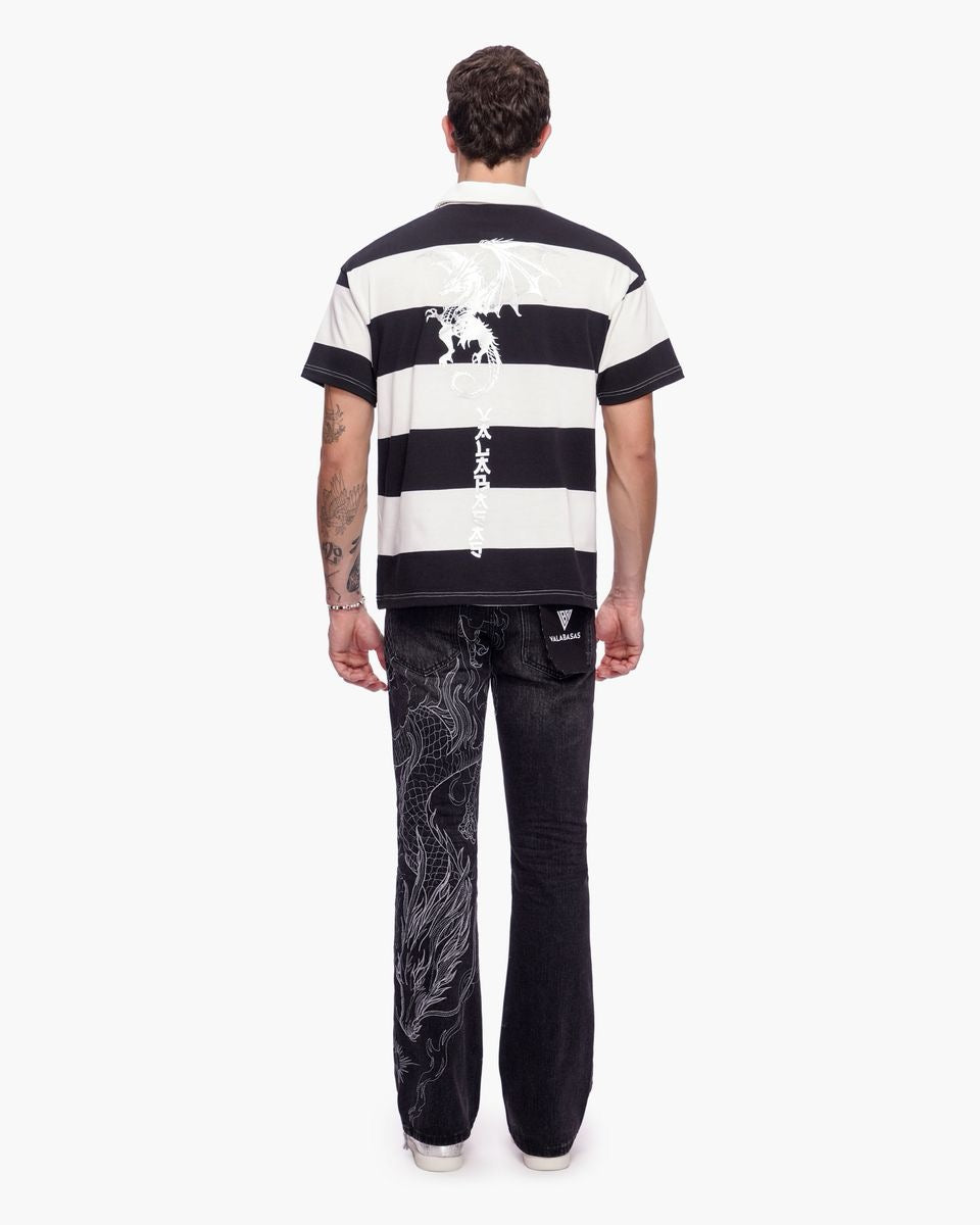 Valabasas | Kaiju Polo Tee - Black/White/Silver