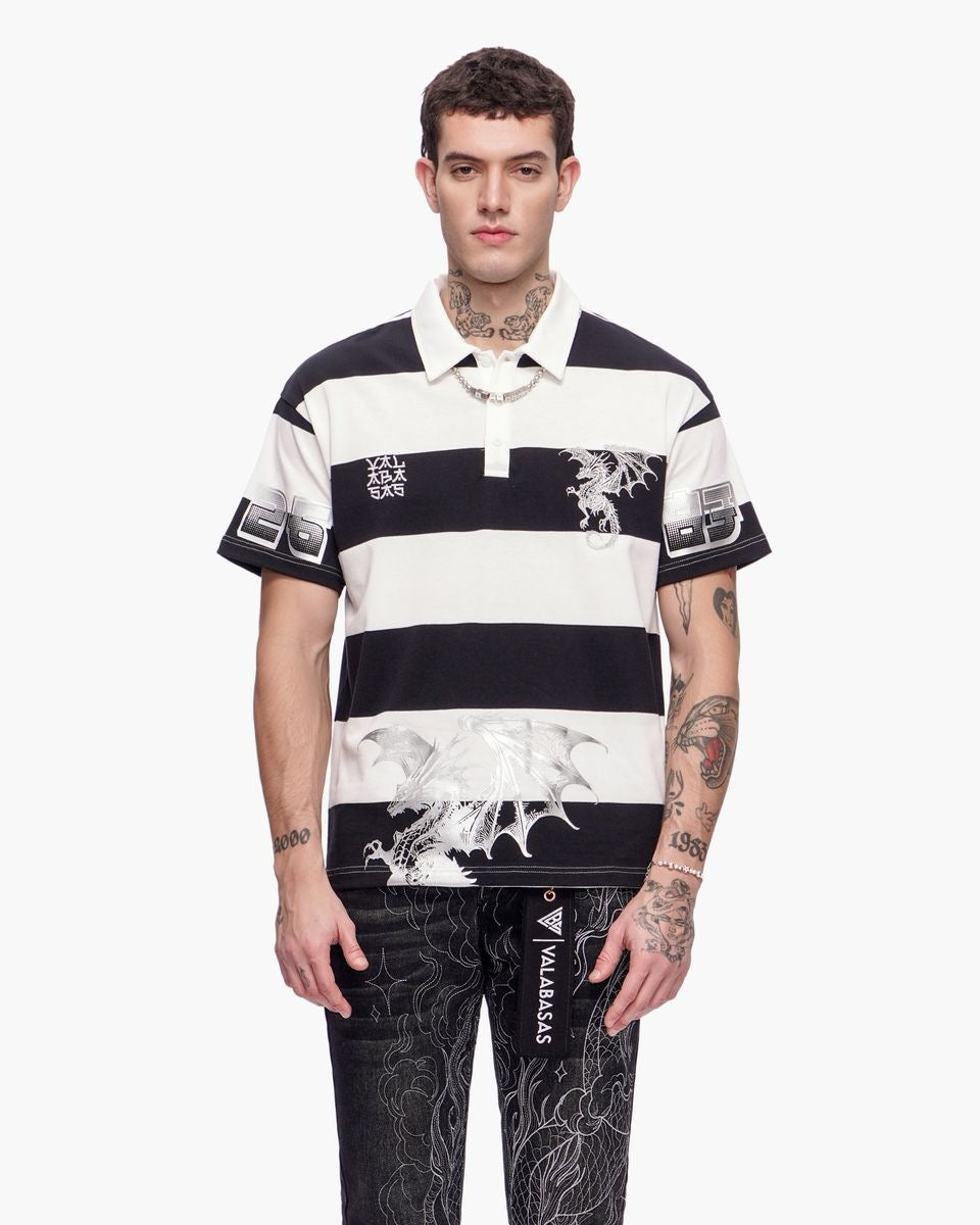 Valabasas | Kaiju Polo Tee - Black/White/Silver