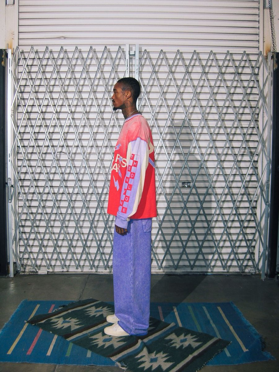 Diet Starts Monday | Bolt Panel Long Sleeve-Red/Purple