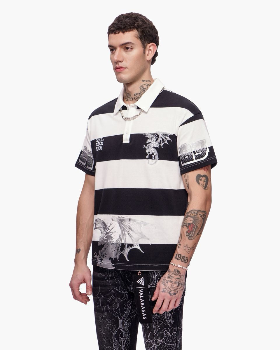 Valabasas | Kaiju Polo Tee - Black/White/Silver