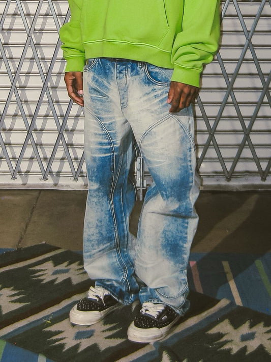 Diet Starts Monday | Double Knee Bolt Baggy Denim - Bleach