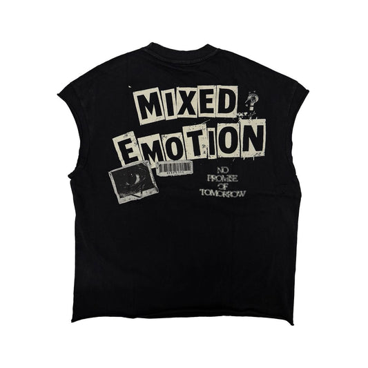 Mixed Emotion | Newspaper Cut Off Tee - Black