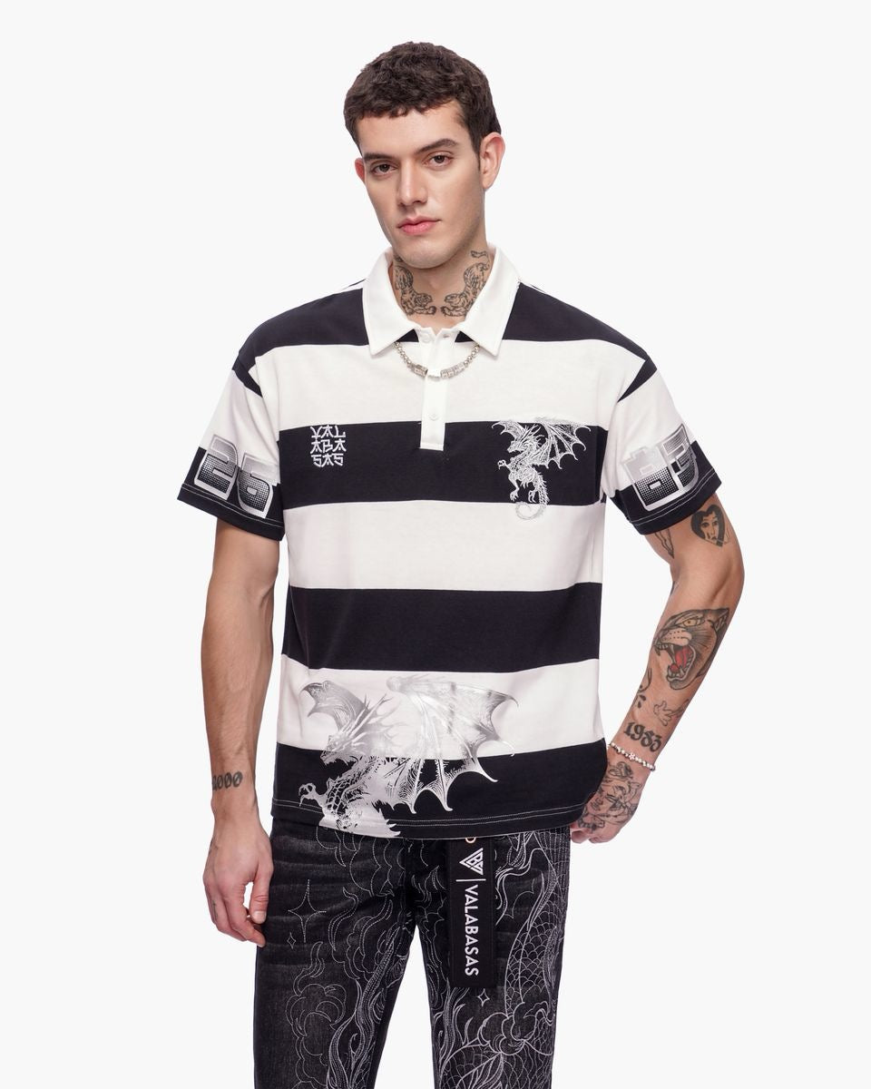 Valabasas | Kaiju Polo Tee - Black/White/Silver