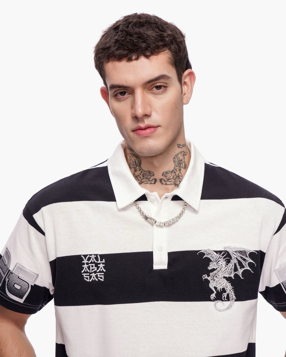 Valabasas | Kaiju Polo Tee - Black/White/Silver