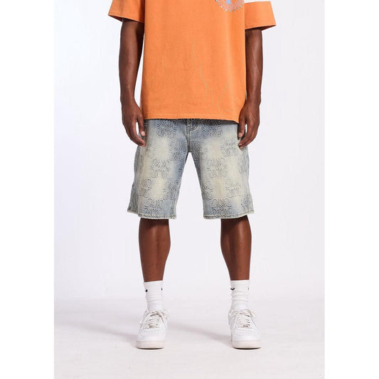 Memory Lane | Monogram Denim Short - Blue Rinse
