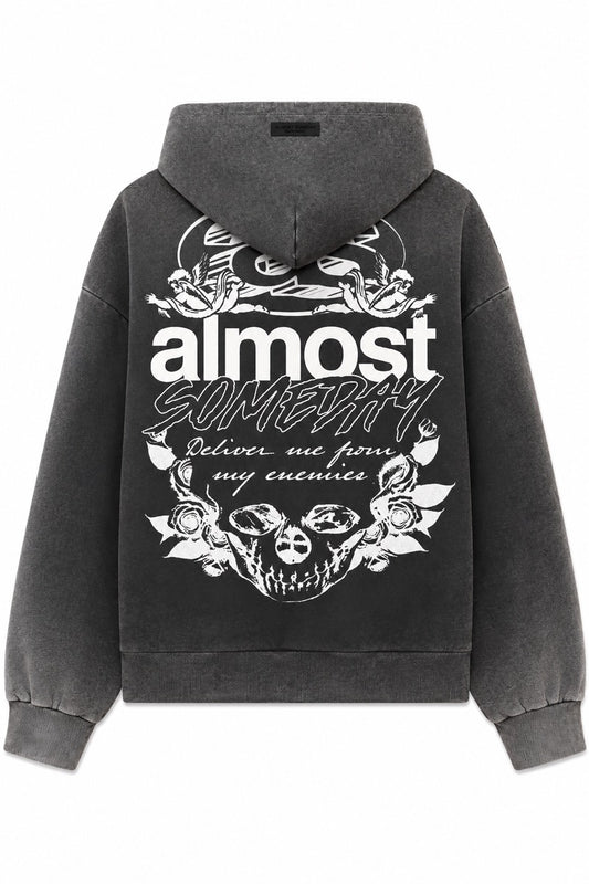Almost Someday | Enemies Zip Up Hoodie - Black Wash