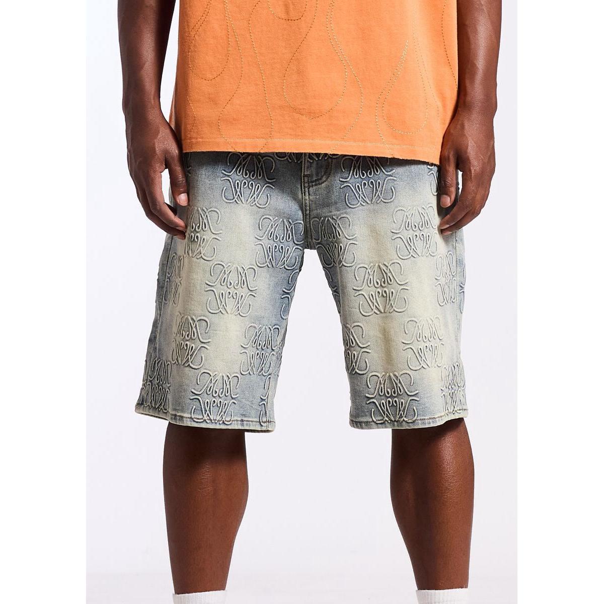 Memory Lane | Monogram Denim Jorts - Blue Rinse