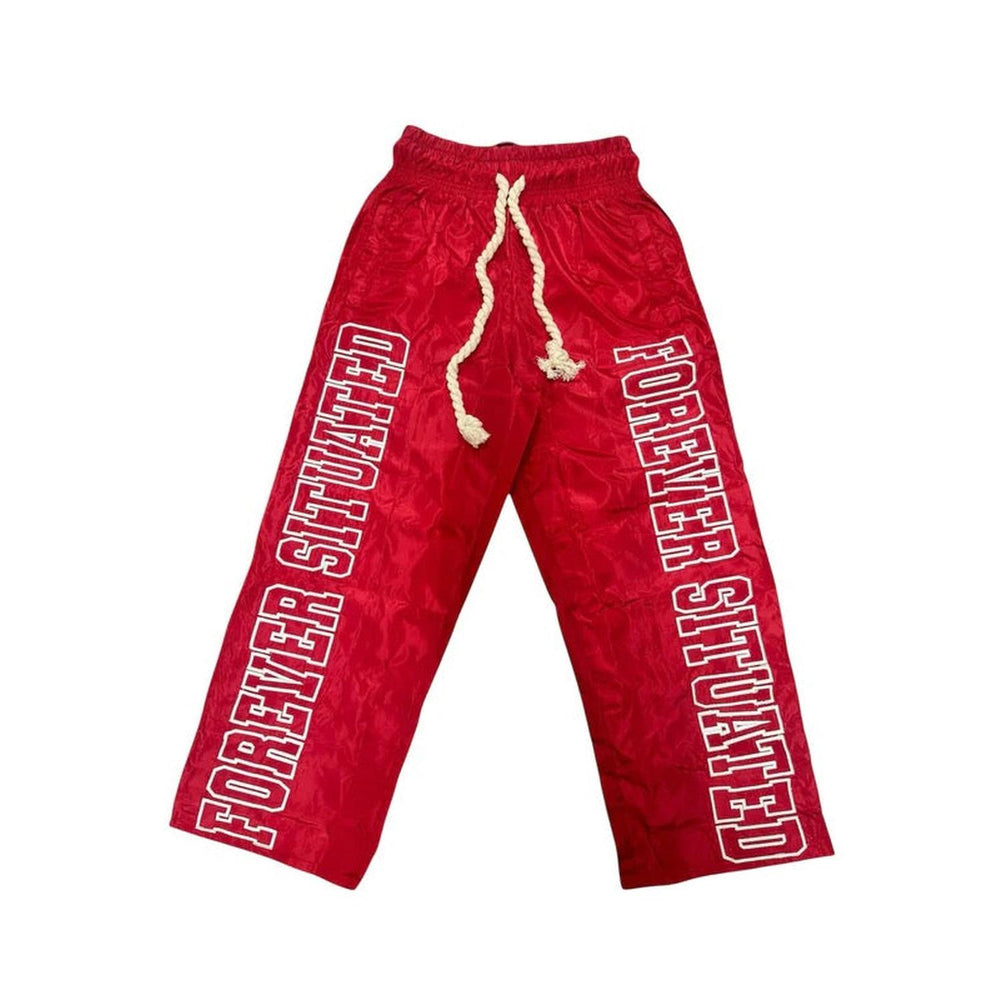 Forever Situated | Nylon Track Pants - Red