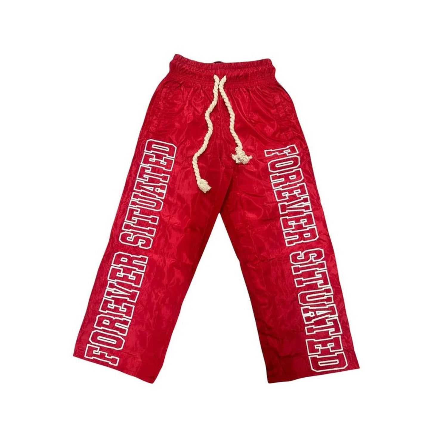 Forever Situated | Nylon Track Pants - Red