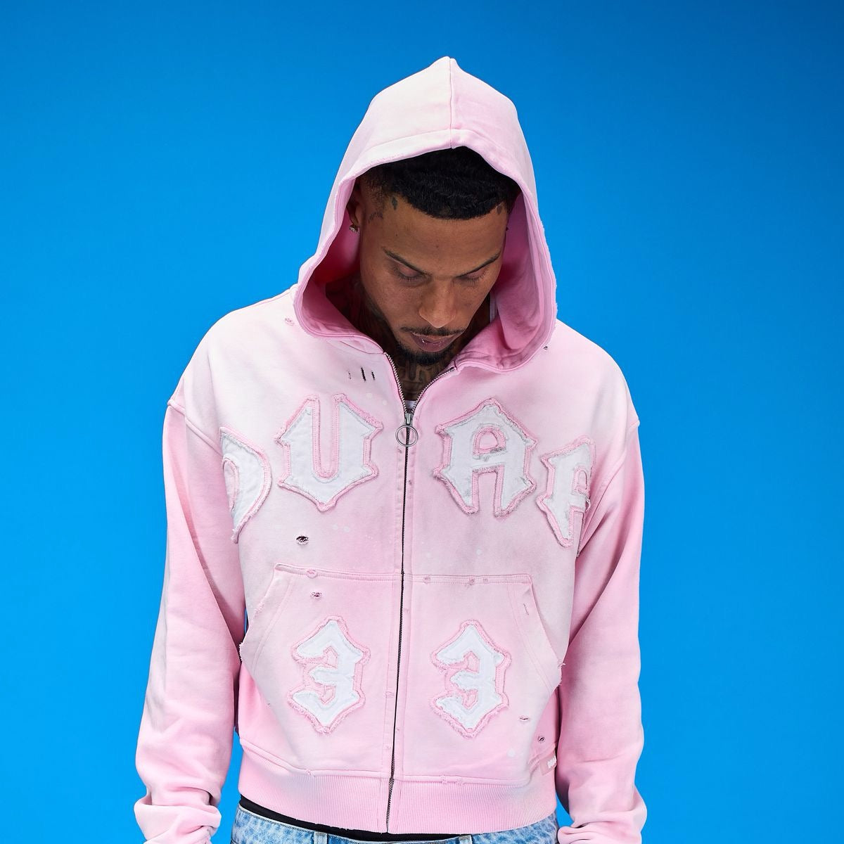 Duaa | 33 Pink Zip Up Hoodie - Pink
