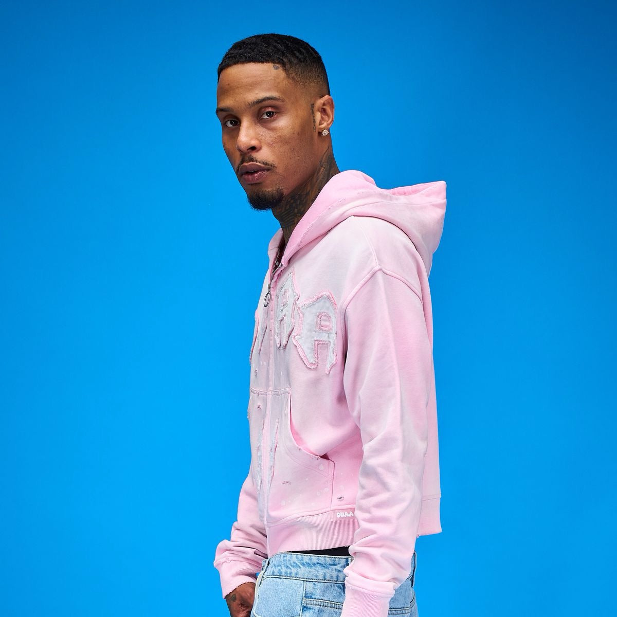 Duaa | 33 Pink Zip Up Hoodie - Pink